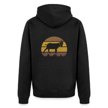 Ziege - Unisex Premium Bio Zip Hoodie - Schwarz - Hinten - Nico (187cm)