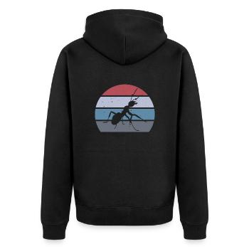 Ant - Unisex Premium Organic Zip Hoodie - black - Back - Nico (187cm)