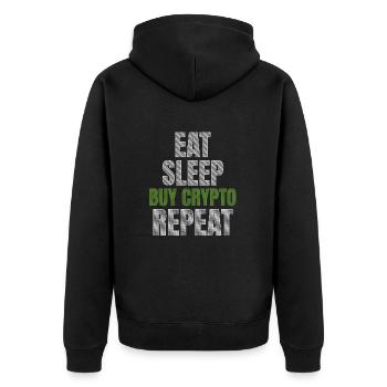 Eat Sleep Buy Crypto Repeat Cryptocurrency Trader - Unisex Premium Organic Zip Hoodie - black - Back - Nico (187cm)