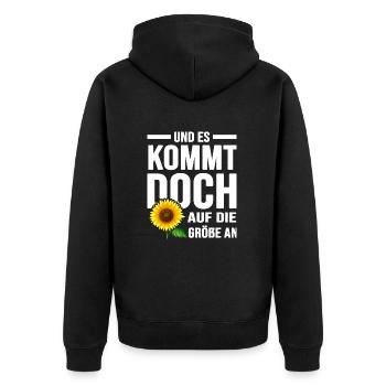 sonnenblume gartenglück im schrebergarten - Unisex Premium Bio Zip Hoodie - Schwarz - Hinten - Nico (187cm)