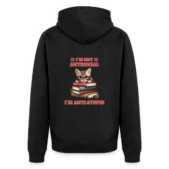 Schlaue Baby Katze - Unisex Premium Bio Zip Hoodie - Schwarz - Hinten - Nico (187cm)