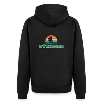 Nürnberg, meine Stadt! - Unisex Premium Bio Zip Hoodie - Schwarz - Hinten - Nico (187cm)