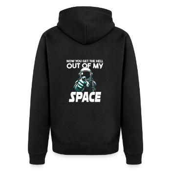 Beanspruchen Sie Ihren Platz: Astronauten-Attitüde-Design! - Unisex Premium Bio Zip Hoodie - Schwarz - Hinten - Nico (187cm)