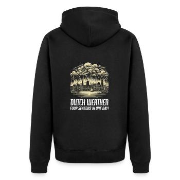 Embrassez l’imprévisible : la fantaisie de la météo néerlandaise - Veste à capuche bio Premium Unisexe - noir - Dos - Nico (187cm)