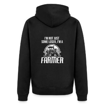 Farmer's Pride: Embrace Your Role - Unisex Premium Organic Zip Hoodie - black - Back - Nico (187cm)