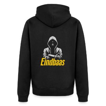 Regel mit Stil: End--Design - Unisex Premium Bio Zip Hoodie - Schwarz - Hinten - Nico (187cm)
