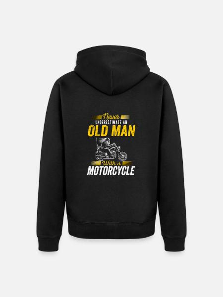 Undervurder aldrig en gammel mand med en motorcykel - Premium økologisk unisex-hættejakke - sort