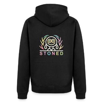 Soft Stoned - Unisex Premium Bio Zip Hoodie - Schwarz - Hinten - Nico (187cm)