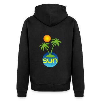 Sun in paradise - Unisex Premium Organic Zip Hoodie - black - Back - Nico (187cm)