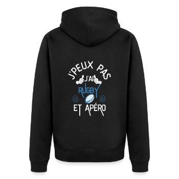 J Peux Pas J Ai Rugby et Apéro - Veste à capuche bio Premium Unisexe - noir - Dos - Nico (187cm)