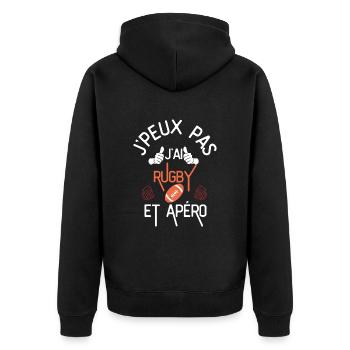 J Peux Pas J Ai Rugby et Apéro - Veste à capuche bio Premium Unisexe - noir - Dos - Nico (187cm)