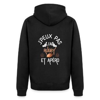J Peux Pas J Ai Ruby et apero - Veste à capuche bio Premium Unisexe - noir - Dos - Nico (187cm)
