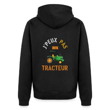 J'Peux Pas J'Ai Tracteur cadeau humour - Veste à capuche bio Premium Unisexe - noir - Dos - Nico (187cm)