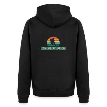 Regensburg, my city! - Unisex Premium Organic Zip Hoodie - black - Back - Nico (187cm)