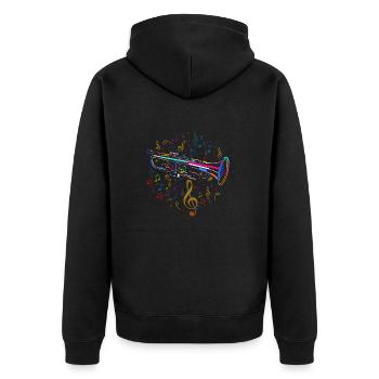 Trompette et notes de musique - Veste à capuche bio Premium Unisexe - noir - Dos - Nico (187cm)