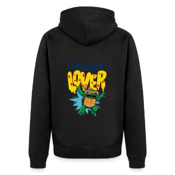TMNT Mutant Mayhem Future Pizza Lover With Mikey - Unisex Premium Organic Zip Hoodie - black - Back - Nico (187cm)