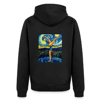 Van Gogh Gymnastik Mädchen Turnerin - Unisex Premium Bio Zip Hoodie - Schwarz - Hinten - Nico (187cm)