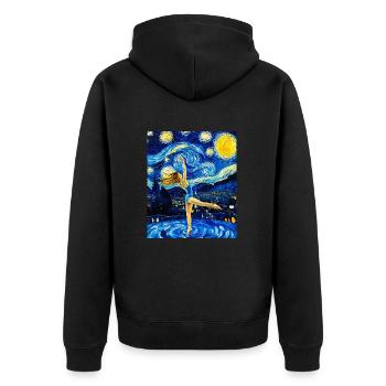 Van Gogh Gymnastik Mädchen Turnerin - Unisex Premium Bio Zip Hoodie - Schwarz - Hinten - Nico (187cm)