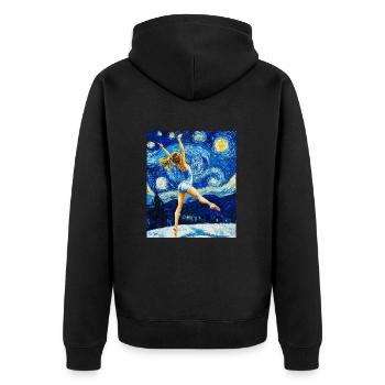 Van Gogh Gymnastik Mädchen Turnerin - Unisex Premium Bio Zip Hoodie - Schwarz - Hinten - Nico (187cm)