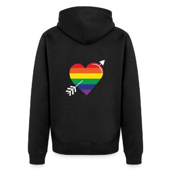Arrow Rainbow Heart Pride - Unisex Premium Organic Zip Hoodie - black - Back - Nico (187cm)