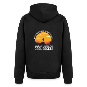 Geologie - Nicht alle Menschen, die wandern, sind verloren - Unisex Premium Bio Zip Hoodie - Schwarz - Hinten - Nico (187cm)
