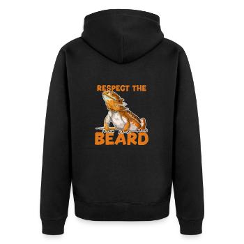 Bearded Dragon - Respect The Beard - Unisex Premium Organic Zip Hoodie - black - Back - Nico (187cm)