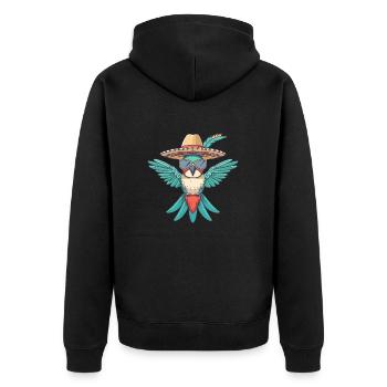 Colibri Oiseau Drôle Sombrero - Veste à capuche bio Premium Unisexe - noir - Dos - Nico (187cm)