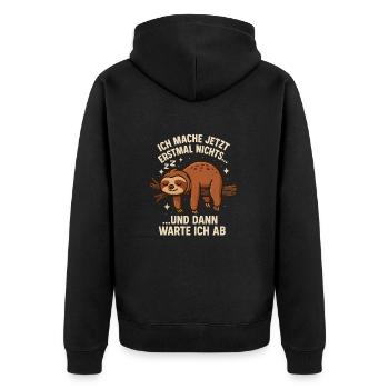 Sloth Saying Funny Office - Unisex Premium Organic Zip Hoodie - black - Back - Nico (187cm)