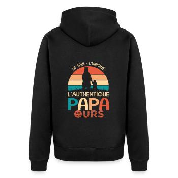 papa ours cadeau t shirt papa ours fête des pères - Veste à capuche bio Premium Unisexe - noir - Dos - Nico (187cm)