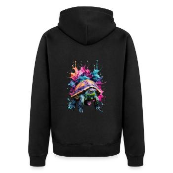 Schildkröte Cool Cool In Buntem und Coolem Design - Unisex Premium Bio Zip Hoodie - Schwarz - Hinten - Nico (187cm)