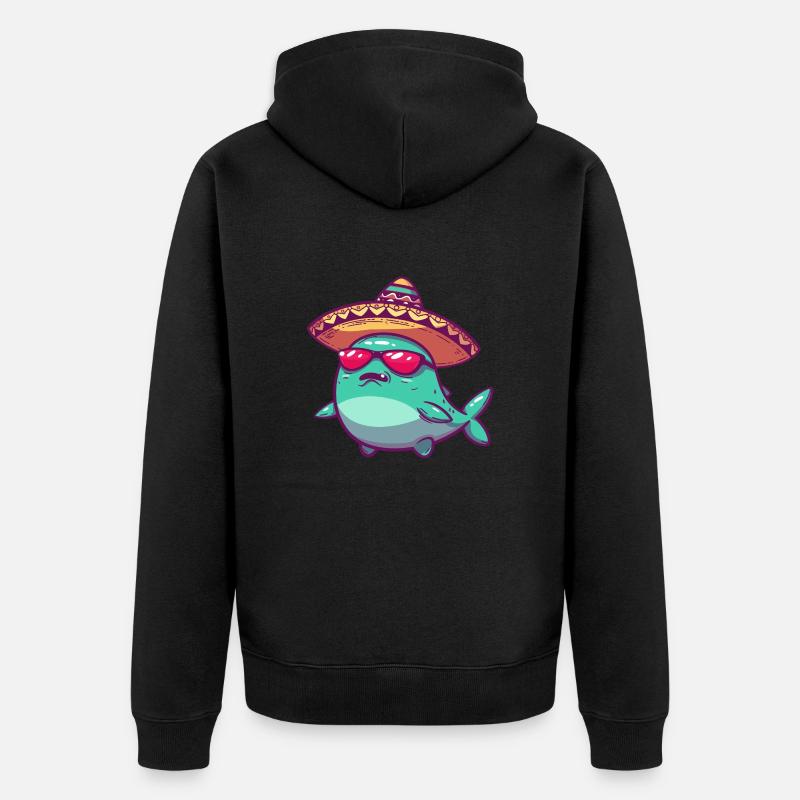 baleine drôle sombrero - Veste à capuche bio Premium Unisexe - noir