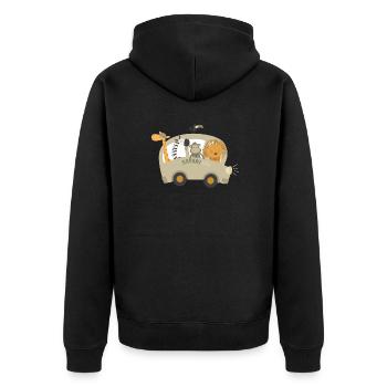 Safari Tour - Unisex Premium Bio Zip Hoodie - Schwarz - Hinten - Nico (187cm)