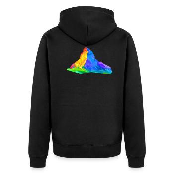 Matterhorn, Berg, bunte Dreiecke, Triangles, Alpen - Unisex Premium Bio Zip Hoodie - Schwarz - Hinten - Nico (187cm)