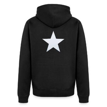 silver white star, silber weißer Stern - Unisex Premium Bio Zip Hoodie - Schwarz - Hinten - Nico (187cm)