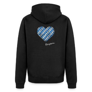 Bayern bayern Herz i mog di - Unisex Premium Bio Zip Hoodie - Schwarz - Hinten - Nico (187cm)
