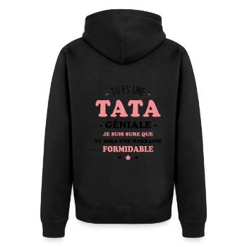Une tata géniale et une marraine formidable - Veste à capuche bio Premium Unisexe - noir - Dos - Nico (187cm)