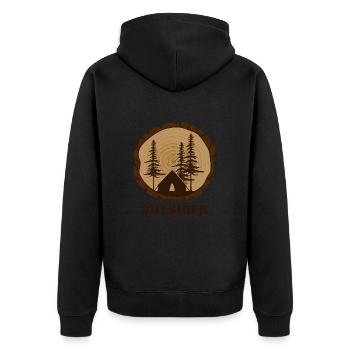 camping zelten "wildcamping" outdoor campingplatz - Unisex Premium Bio Zip Hoodie - Schwarz - Hinten - Nico (187cm)