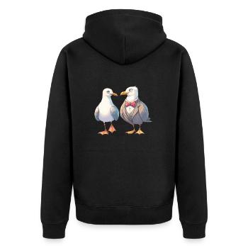 Mouettes Couple Costume Mouette Côte de la Mer du Nord Amour - Veste à capuche bio Premium Unisexe - noir - Dos - Nico (187cm)