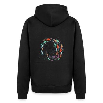 Schools of fish,fish,painting,blue,graffiti,colorful - Unisex Premium Organic Zip Hoodie - black - Back - Nico (187cm)