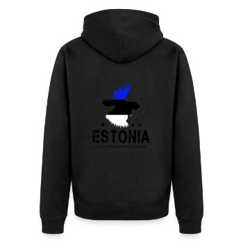 Estonia Estland Esten estnisch - Unisex Premium Bio Zip Hoodie - Schwarz - Hinten - Nico (187cm)