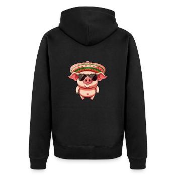 Cochon Bande Dessinée Drôle Sombrero - Veste à capuche bio Premium Unisexe - noir - Dos - Nico (187cm)