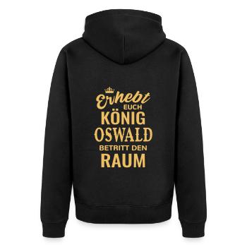 Name Oswald Geschenk Idee Geburtstag lustig König - Unisex Premium Bio Zip Hoodie - Schwarz - Hinten - Nico (187cm)