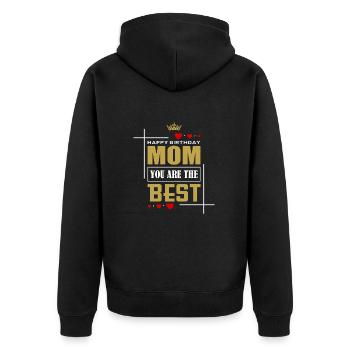 Happy Birthday - Unisex Premium Bio Zip Hoodie - Schwarz - Hinten - Nico (187cm)