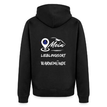 Favourite place Warnemünde-Baltic Sea resort Warnemünde - Unisex Premium Organic Zip Hoodie - black - Back - Nico (187cm)