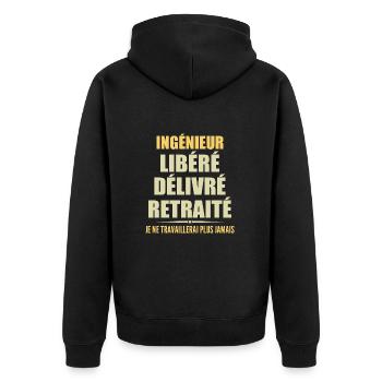 Ingénieur célèbre sa retraite avec humour cadeau - Veste à capuche bio Premium Unisexe - noir - Dos - Nico (187cm)