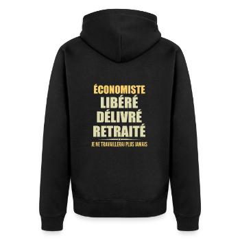 Ökonom feiert Ruhestand mit Humor - Unisex Premium Bio Zip Hoodie - Schwarz - Hinten - Nico (187cm)