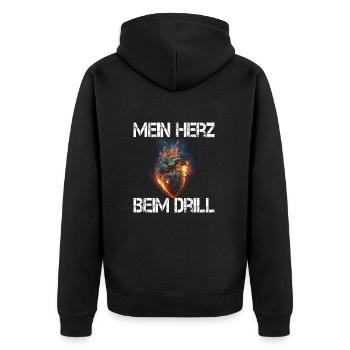 Herz Adrenalin Angeln Drillen - Unisex Premium Bio Zip Hoodie - Schwarz - Hinten - Nico (187cm)