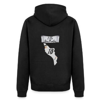 Die Insel der Piraten, Oléron - Unisex Premium Bio Zip Hoodie - Schwarz - Hinten - Nico (187cm)
