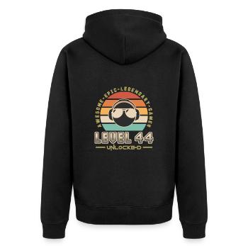 Level 44 - Unisex Premium Organic Zip Hoodie - black - Back - Nico (187cm)