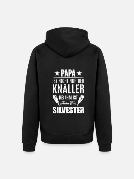 Papa Silvester Pyro - Unisex Premium Bio Zip Hoodie - Schwarz